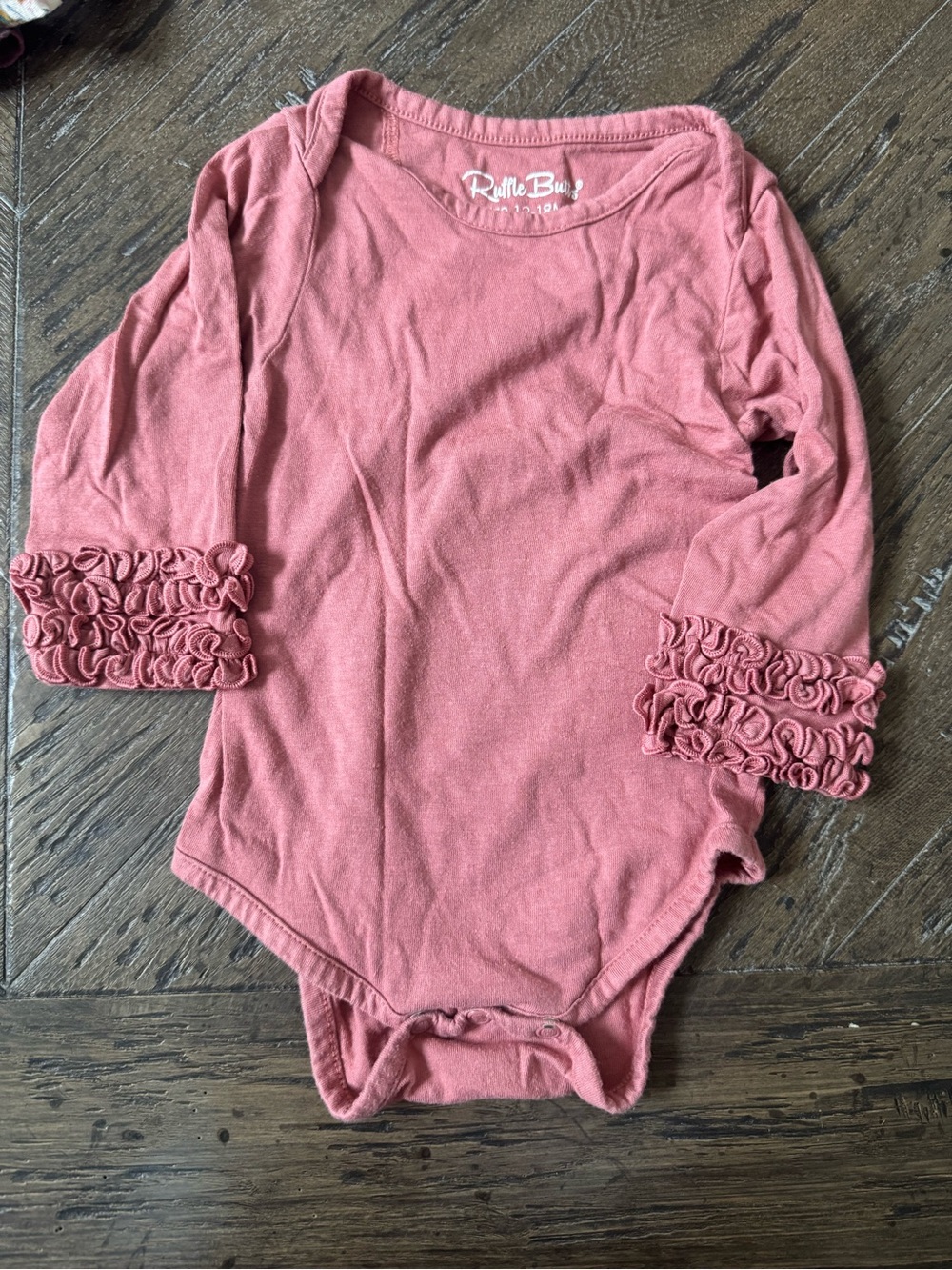 Ruffle Butts Dusty Rose Long-Sleeve Ruffle Cuff One-Piece
